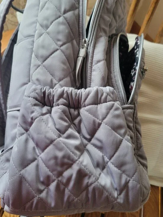 Vera Bradley | Quilted nylon campus backpack, floral interior | Gray | OS - Picture 7 of 13